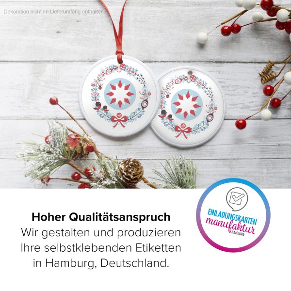 48 Weihnachtsaufkleber Vögel und Weihnachtskugeln - für Geschenke zu Weihnachten / Sticker / Aufkleber / Etiketten / Geschenkaufkleber rund / Set – Bild 3