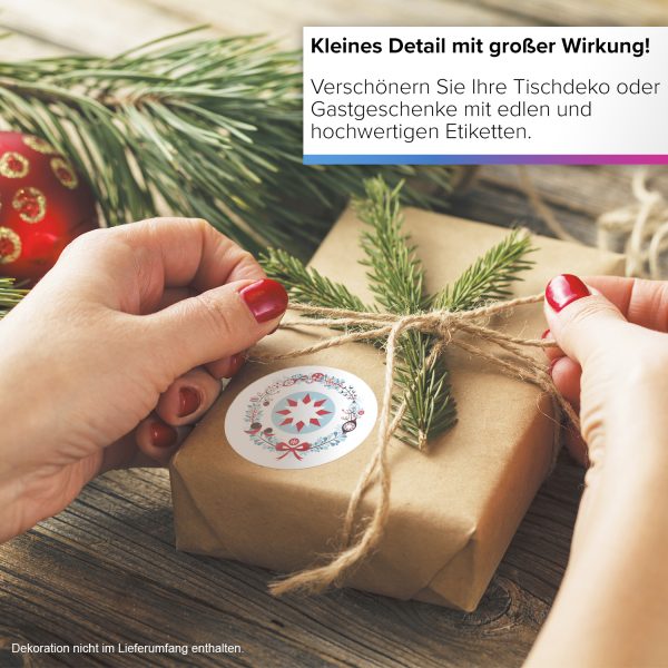 48 Weihnachtsaufkleber Vögel und Weihnachtskugeln - für Geschenke zu Weihnachten / Sticker / Aufkleber / Etiketten / Geschenkaufkleber rund / Set – Bild 5