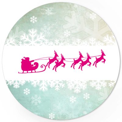 48 Weihnachtsaufkleber Weihnachtsmann mit Rentieren - für Geschenke zu Weihnachten / Sticker / Aufkleber / Etiketten / Geschenkaufkleber rund / Set