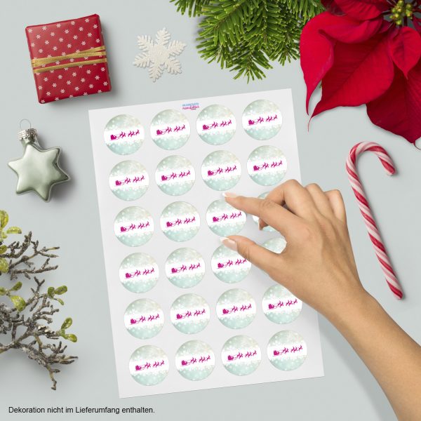 48 Weihnachtsaufkleber Weihnachtsmann mit Rentieren - für Geschenke zu Weihnachten / Sticker / Aufkleber / Etiketten / Geschenkaufkleber rund / Set – Bild 2