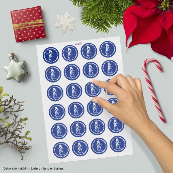 48 Weihnachtsaufkleber Schneemann Vintage - für Geschenke zu Weihnachten / Sticker / Aufkleber / Etiketten / Geschenkaufkleber rund / Set – Bild 2
