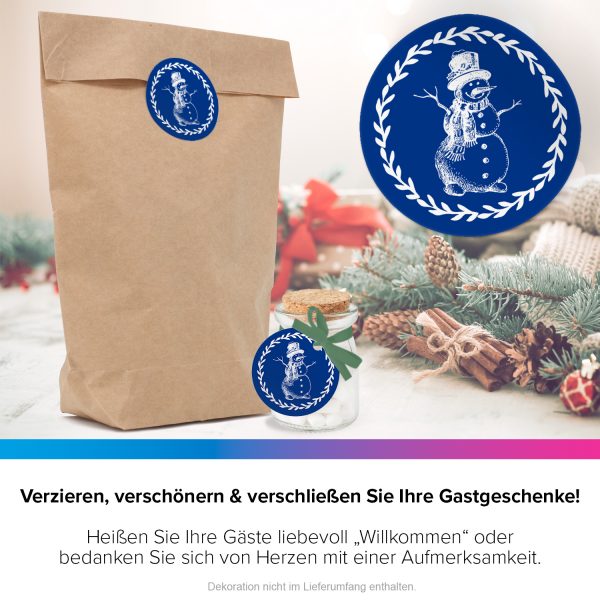 48 Weihnachtsaufkleber Schneemann Vintage - für Geschenke zu Weihnachten / Sticker / Aufkleber / Etiketten / Geschenkaufkleber rund / Set – Bild 4
