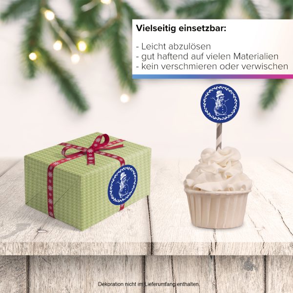 48 Weihnachtsaufkleber Schneemann Vintage - für Geschenke zu Weihnachten / Sticker / Aufkleber / Etiketten / Geschenkaufkleber rund / Set – Bild 6