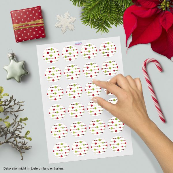 48 Weihnachtsaufkleber Sterne - für Geschenke zu Weihnachten / Sticker / Aufkleber / Etiketten / Geschenkaufkleber rund / Set – Bild 2