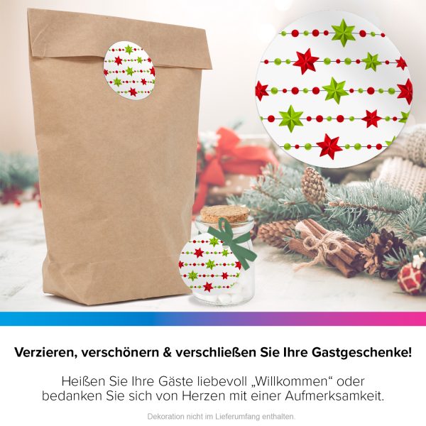 48 Weihnachtsaufkleber Sterne - für Geschenke zu Weihnachten / Sticker / Aufkleber / Etiketten / Geschenkaufkleber rund / Set – Bild 4