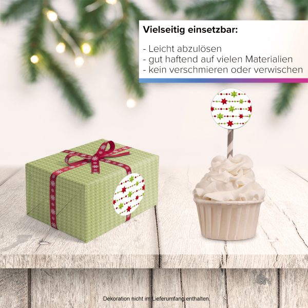 48 Weihnachtsaufkleber Sterne - für Geschenke zu Weihnachten / Sticker / Aufkleber / Etiketten / Geschenkaufkleber rund / Set – Bild 6