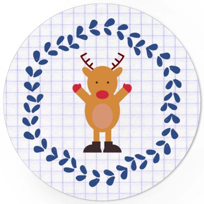 48 Weihnachtsaufkleber Rentier Modern - für Geschenke zu Weihnachten / Sticker / Aufkleber / Etiketten / Geschenkaufkleber rund / Set