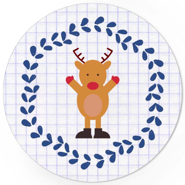 48 Weihnachtsaufkleber Rentier Modern - für Geschenke zu Weihnachten / Sticker / Aufkleber / Etiketten / Geschenkaufkleber rund / Set