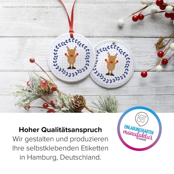 48 Weihnachtsaufkleber Rentier Modern - für Geschenke zu Weihnachten / Sticker / Aufkleber / Etiketten / Geschenkaufkleber rund / Set – Bild 3