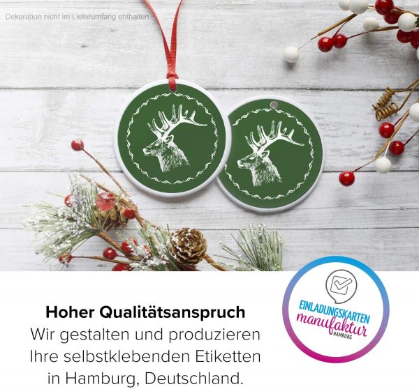 48 Weihnachtsaufkleber Rentier Vintage - für Geschenke zu Weihnachten / Sticker / Aufkleber / Etiketten / Geschenkaufkleber rund / Set – Bild 3