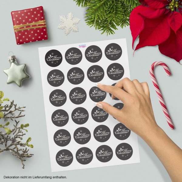 48 Weihnachtsaufkleber Merry Christmas - für Geschenke zu Weihnachten / Sticker / Aufkleber / Etiketten / Geschenkaufkleber rund / Set – Bild 2