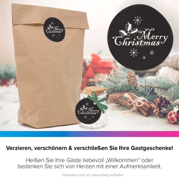 48 Weihnachtsaufkleber Merry Christmas - für Geschenke zu Weihnachten / Sticker / Aufkleber / Etiketten / Geschenkaufkleber rund / Set – Bild 4