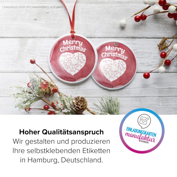 48 Weihnachtsaufkleber Merry Christmas mit Herzen - für Geschenke zu Weihnachten / Sticker / Aufkleber / Etiketten / Geschenkaufkleber rund / Set – Bild 3