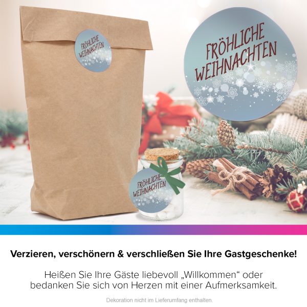 48 Weihnachtsaufkleber Fröhliche Weihnachten - für Geschenke zu Weihnachten / Sticker / Aufkleber / Etiketten / Geschenkaufkleber rund / Set – Bild 4