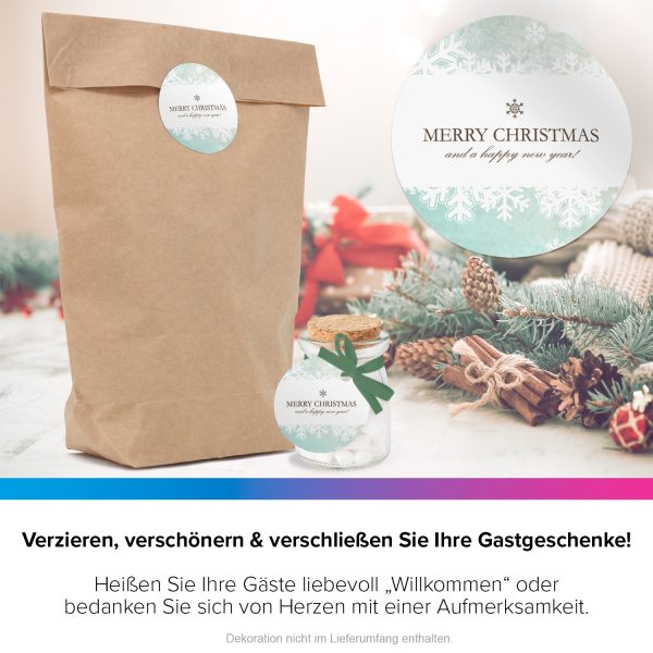 48 Weihnachtsaufkleber Merry Christmas - für Geschenke zu Weihnachten / Sticker / Aufkleber / Etiketten / Geschenkaufkleber rund / Set – Bild 4