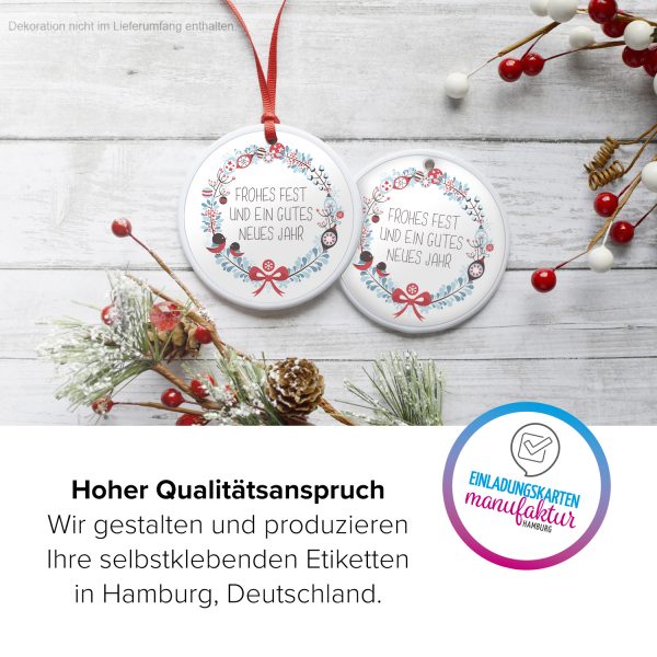 48 Weihnachtsaufkleber Frohes Fest und ein gutes neues Jahr - für Geschenke zu Weihnachten / Sticker / Aufkleber / Etiketten / Geschenkaufkleber rund / Set – Bild 3