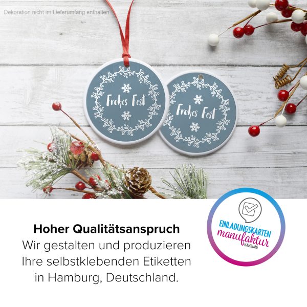 48 Weihnachtsaufkleber Frohes Fest mit Schneeflocke - für Geschenke zu Weihnachten / Sticker / Aufkleber / Etiketten / Geschenkaufkleber rund / Set – Bild 3