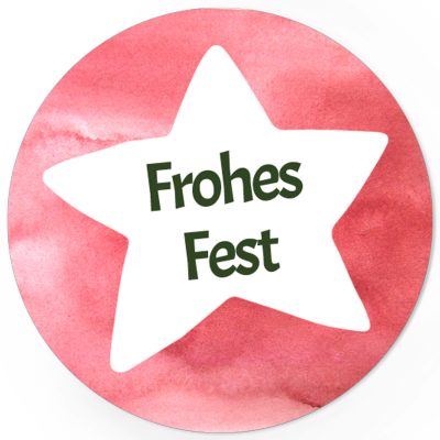 48 Weihnachtsaufkleber Frohes Fest mit Stern - für Geschenke zu Weihnachten / Sticker / Aufkleber / Etiketten / Geschenkaufkleber rund / Set