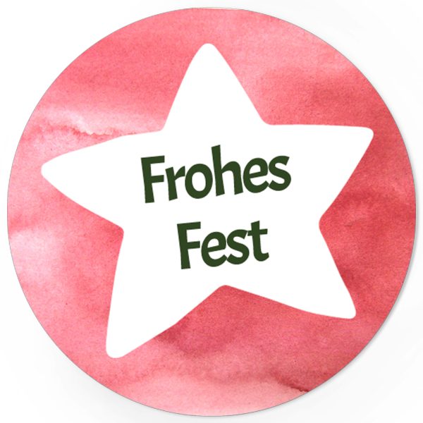 48 Weihnachtsaufkleber Frohes Fest mit Stern - für Geschenke zu Weihnachten / Sticker / Aufkleber / Etiketten / Geschenkaufkleber rund / Set