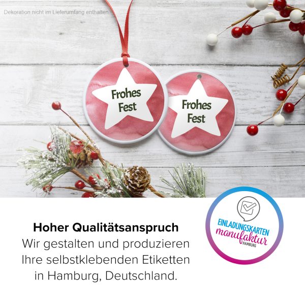 48 Weihnachtsaufkleber Frohes Fest mit Stern - für Geschenke zu Weihnachten / Sticker / Aufkleber / Etiketten / Geschenkaufkleber rund / Set – Bild 3