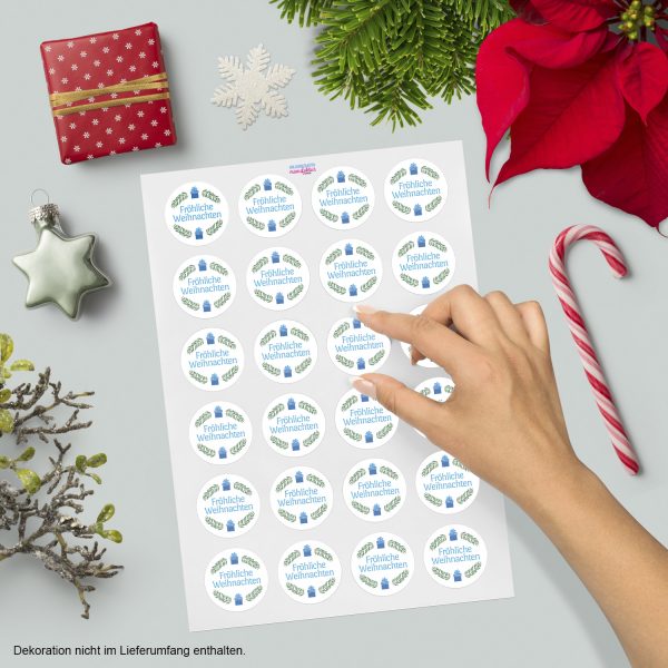 48 Weihnachtsaufkleber Fröhliche Weihnachten - für Geschenke zu Weihnachten / Sticker / Aufkleber / Etiketten / Geschenkaufkleber rund / Set – Bild 2