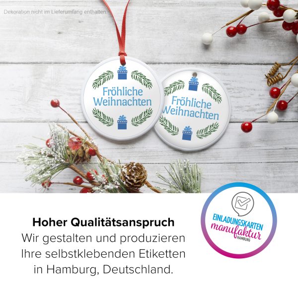48 Weihnachtsaufkleber Fröhliche Weihnachten - für Geschenke zu Weihnachten / Sticker / Aufkleber / Etiketten / Geschenkaufkleber rund / Set – Bild 3