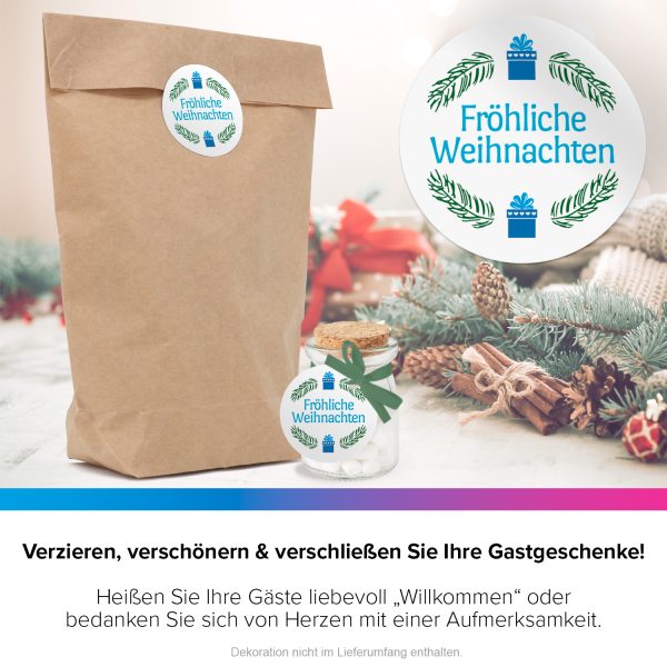 48 Weihnachtsaufkleber Fröhliche Weihnachten - für Geschenke zu Weihnachten / Sticker / Aufkleber / Etiketten / Geschenkaufkleber rund / Set – Bild 4