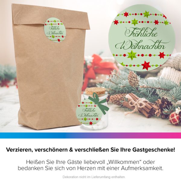 48 Weihnachtsaufkleber Fröhliche Weihnachten - für Geschenke zu Weihnachten / Sticker / Aufkleber / Etiketten / Geschenkaufkleber rund / Set – Bild 4