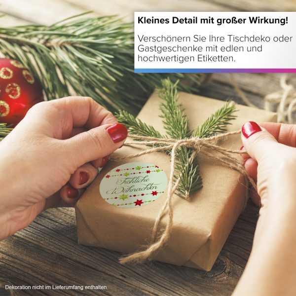 48 Weihnachtsaufkleber Fröhliche Weihnachten - für Geschenke zu Weihnachten / Sticker / Aufkleber / Etiketten / Geschenkaufkleber rund / Set – Bild 5