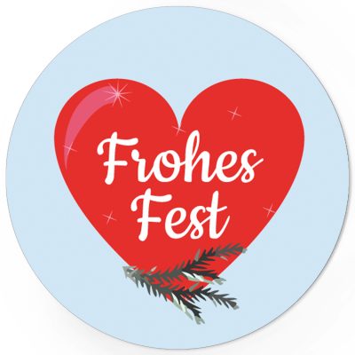 48 Weihnachtsaufkleber Frohes Fest im Herz - für Geschenke zu Weihnachten / Sticker / Aufkleber / Etiketten / Geschenkaufkleber rund / Set