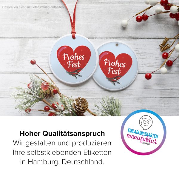 48 Weihnachtsaufkleber Frohes Fest im Herz - für Geschenke zu Weihnachten / Sticker / Aufkleber / Etiketten / Geschenkaufkleber rund / Set – Bild 3