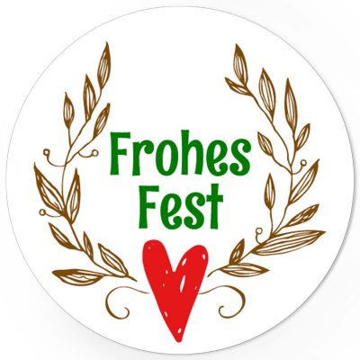 48 Weihnachtsaufkleber Frohes Fest mit Herz - für Geschenke zu Weihnachten / Sticker / Aufkleber / Etiketten / Geschenkaufkleber rund / Set