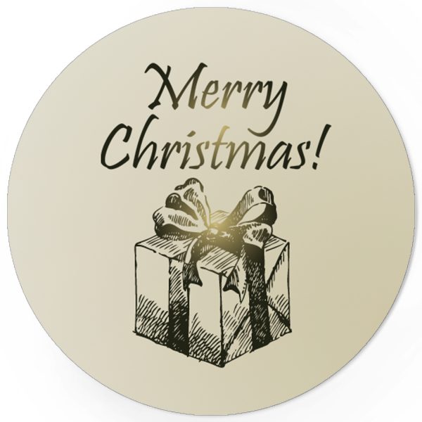 48 Weihnachtsaufkleber Vintage Merry Christmas mit Geschenkpaket - für Geschenke zu Weihnachten / Sticker / Aufkleber / Etiketten / Geschenkaufkleber rund / Set
