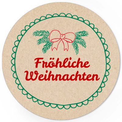 48 Weihnachtsaufkleber Schleife mit Weihnachtsgruß - für Geschenke zu Weihnachten / Sticker / Aufkleber / Etiketten / Geschenkaufkleber rund / Set