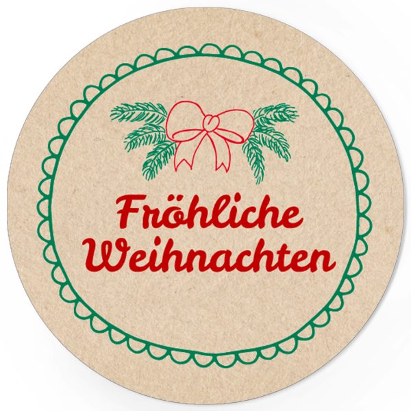 48 Weihnachtsaufkleber Schleife mit Weihnachtsgruß - für Geschenke zu Weihnachten / Sticker / Aufkleber / Etiketten / Geschenkaufkleber rund / Set