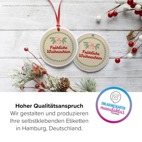 48 Weihnachtsaufkleber Schleife mit Weihnachtsgruß - für Geschenke zu Weihnachten / Sticker / Aufkleber / Etiketten / Geschenkaufkleber rund / Set – Bild 3