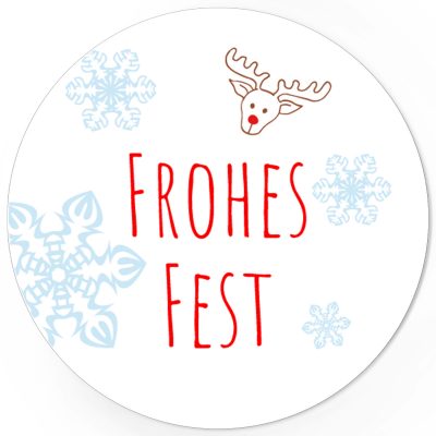48 Weihnachtsaufkleber Rentier mit Weihnachtsgruß - für Geschenke zu Weihnachten / Sticker / Aufkleber / Etiketten / Geschenkaufkleber rund / Set