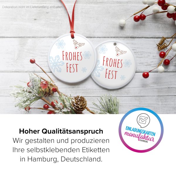 48 Weihnachtsaufkleber Rentier mit Weihnachtsgruß - für Geschenke zu Weihnachten / Sticker / Aufkleber / Etiketten / Geschenkaufkleber rund / Set – Bild 3