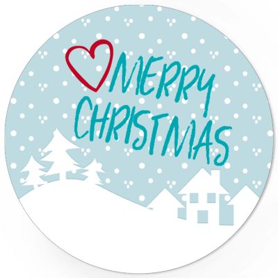 48 Weihnachtsaufkleber Merry Christmas mit Herz - für Geschenke zu Weihnachten / Sticker / Aufkleber / Etiketten / Geschenkaufkleber rund / Set