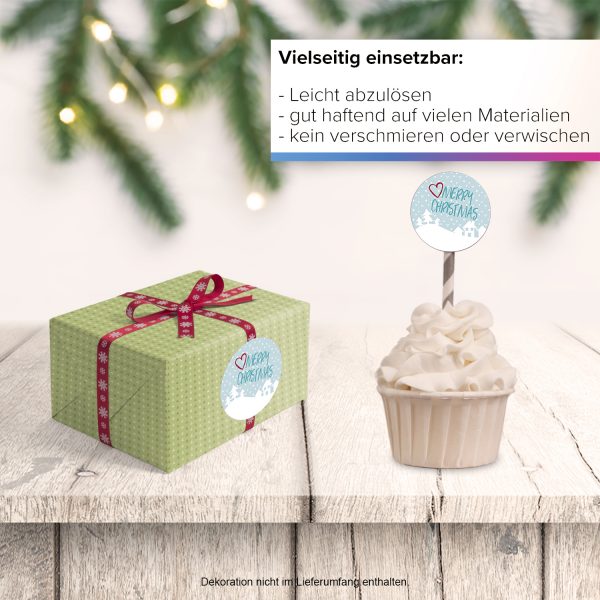 48 Weihnachtsaufkleber Merry Christmas mit Herz - für Geschenke zu Weihnachten / Sticker / Aufkleber / Etiketten / Geschenkaufkleber rund / Set – Bild 6