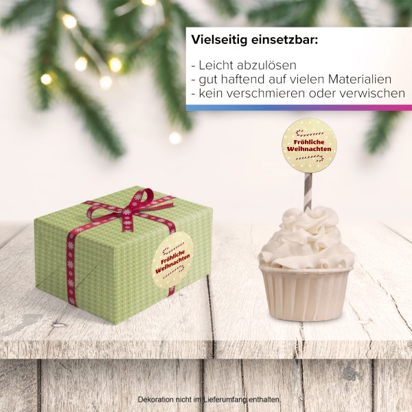 48 Weihnachtsaufkleber Zuckerstange mit Weihnachtsgruß Fröhliche Weihnachten und Sternen - für Geschenke zu Weihnachten / Sticker / Aufkleber / Etiketten / Geschenkaufkleber rund / Set – Bild 6