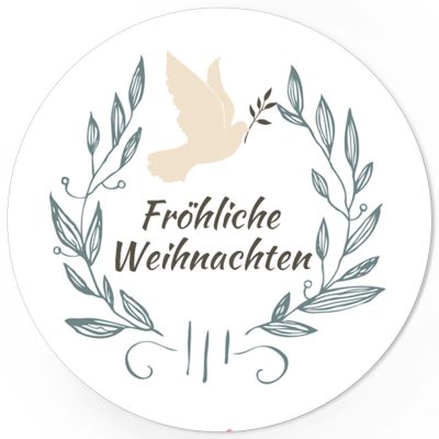 48 Weihnachtsaufkleber Friedenstaube mit Weihnachtsgruß Fröhliche Weihnachten - für Geschenke zu Weihnachten / Sticker / Aufkleber / Etiketten / Geschenkaufkleber rund / Set