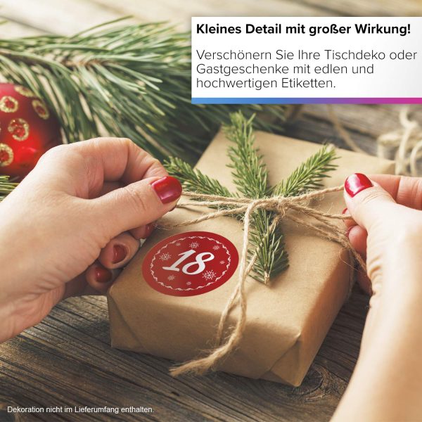 Adventskalender-Zahlen Aufkleber 1 bis 24 / rot Vintage / Etiketten / Sticker / Weihnachtskalender / Advent / Rund / DIY / zum Aufkleben – Bild 7
