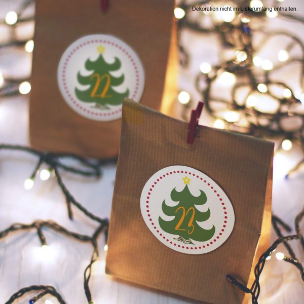 Adventskalender-Zahlen Aufkleber 1 bis 24 / Tannenbaum / Etiketten / Sticker / Weihnachtskalender / Advent / Rund / DIY / zum Aufkleben – Bild 4