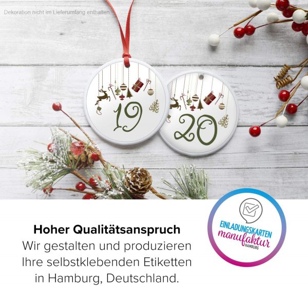 Adventskalender-Zahlen Aufkleber 1 bis 24 / Anhänger Weihnachtlich / Etiketten / Sticker / Weihnachtskalender / Advent / Rund / DIY / zum Aufkleben – Bild 3