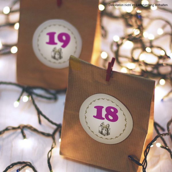 Adventskalender-Zahlen Aufkleber 1 bis 24 / Vintage Geschenk / Etiketten / Sticker / Weihnachtskalender / Advent / Rund / DIY / zum Aufkleben – Bild 4