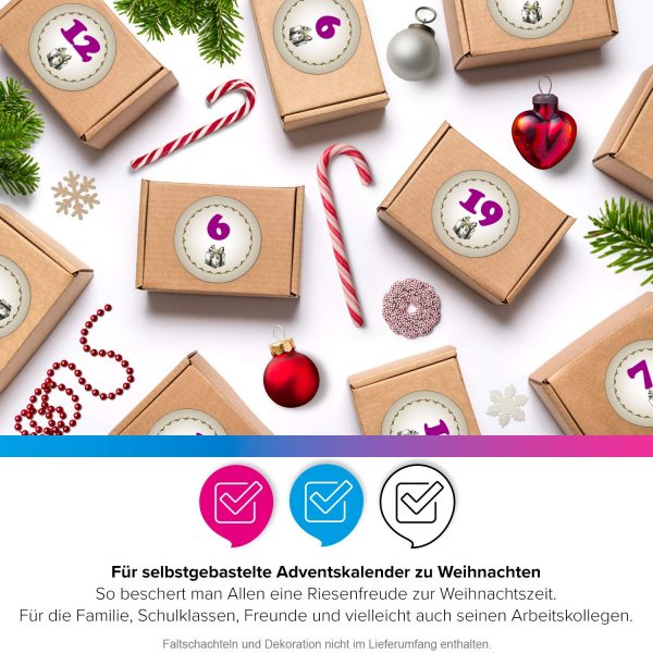 Adventskalender-Zahlen Aufkleber 1 bis 24 / Vintage Geschenk / Etiketten / Sticker / Weihnachtskalender / Advent / Rund / DIY / zum Aufkleben – Bild 5