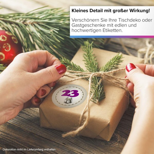 Adventskalender-Zahlen Aufkleber 1 bis 24 / Vintage Geschenk / Etiketten / Sticker / Weihnachtskalender / Advent / Rund / DIY / zum Aufkleben – Bild 7
