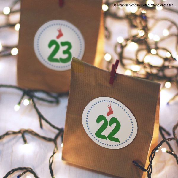 Adventskalender-Zahlen Aufkleber 1 bis 24 / schlicht, modern / Etiketten / Sticker / Weihnachtskalender / Advent / Rund / DIY / zum Aufkleben – Bild 4