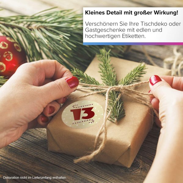 Adventskalender-Zahlen Aufkleber 1 bis 24 / Große Zahlen Vintage / Etiketten / Sticker / Weihnachtskalender / Advent / Rund / DIY / zum Aufkleben – Bild 7